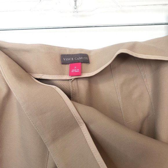 Vince Camuto Khaki Brown Solid Business Work Cropped Pants Size 2 LNC - Picture 2 of 4